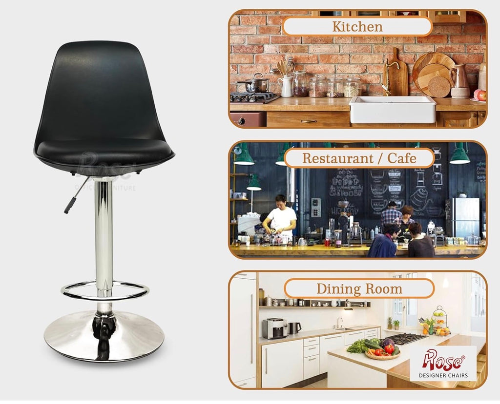 Height Adjustable And Revolving Bar stool/Kitchen Chair Suitable For Kitchen , Cafeteria , Dining , Office, Shops (pack of 1 )