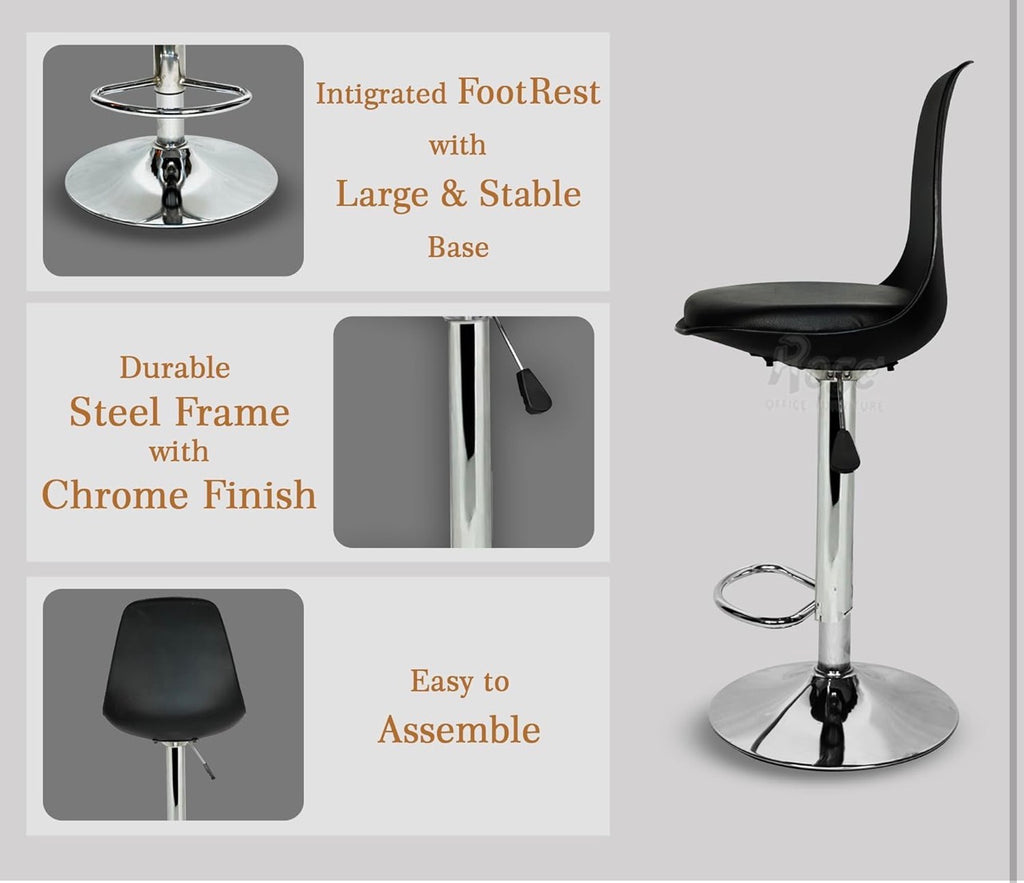 Height Adjustable And Revolving Bar stool/Kitchen Chair Suitable For Kitchen , Cafeteria , Dining , Office, Shops (pack of 1 )