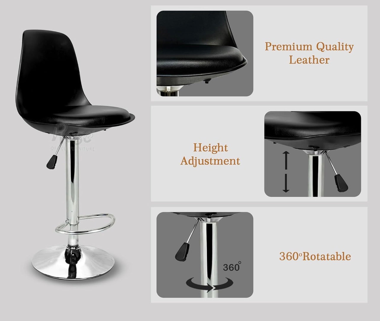 Height Adjustable And Revolving Bar stool/Kitchen Chair Suitable For Kitchen , Cafeteria , Dining , Office, Shops (pack of 1 )